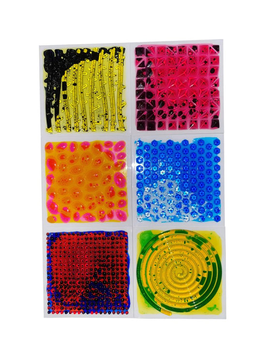 Textured Massage Liquid Sensory Tiles Set of 6 30cm