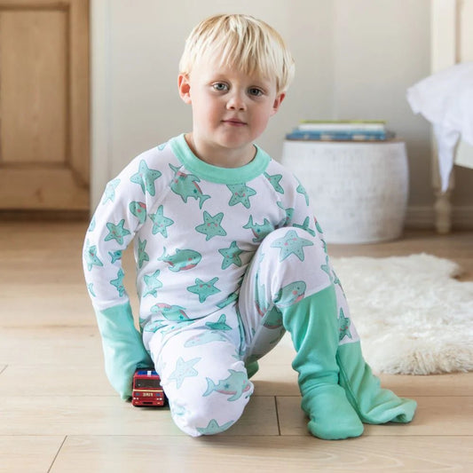 Eczema Ankle Protect PJ Bottoms - Shark Print - Bodyvests and Sleepwear