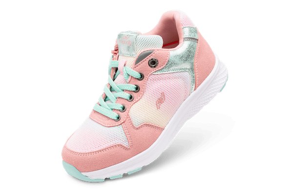 Pink and green tennis shoes on sale