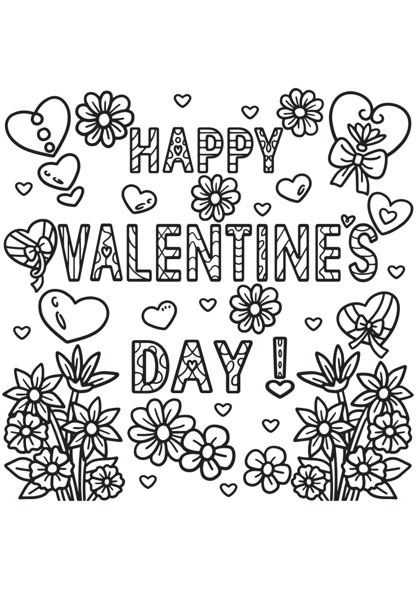 Happy Valentines Day Floral Colouring in Sheet | Fledglings