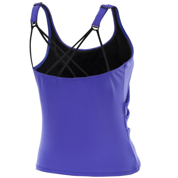 Kes-Vir Ladies Cross Back Tankini Swimsuit Top - Purple